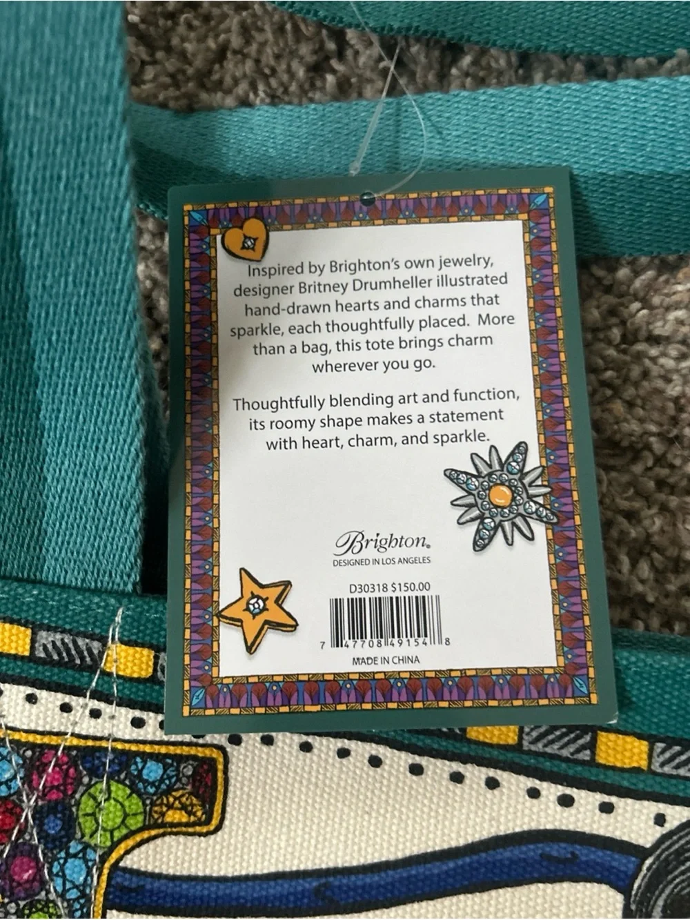 New Brighton Teal Canvas LOVE Heart Tote with Yellow Accent